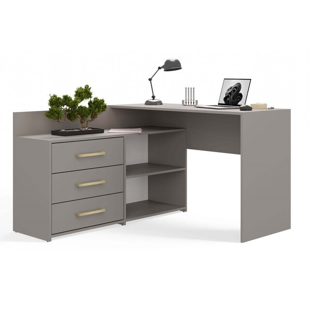 Hoekbureau klei met lades