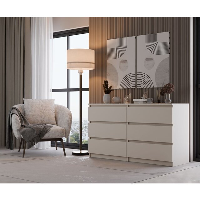 Ladekast creme 140 cm  6 lades