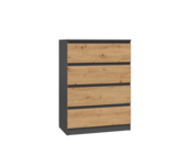 Ladekast  4 lades antraciet eiken