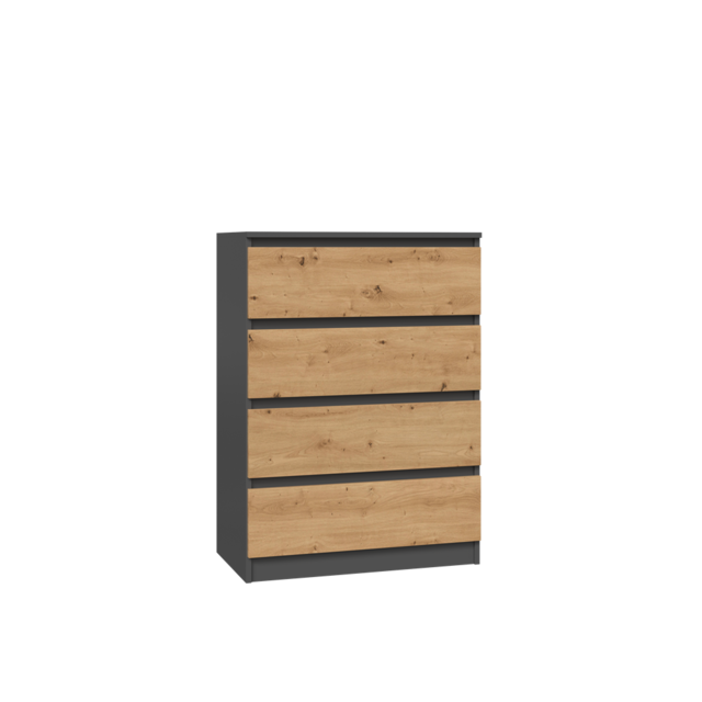 Ladekast  4 lades antraciet eiken