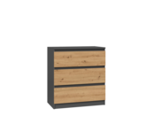 Ladekast antraciet eiken 3 lades Ladekast antraciet eiken 3 lades