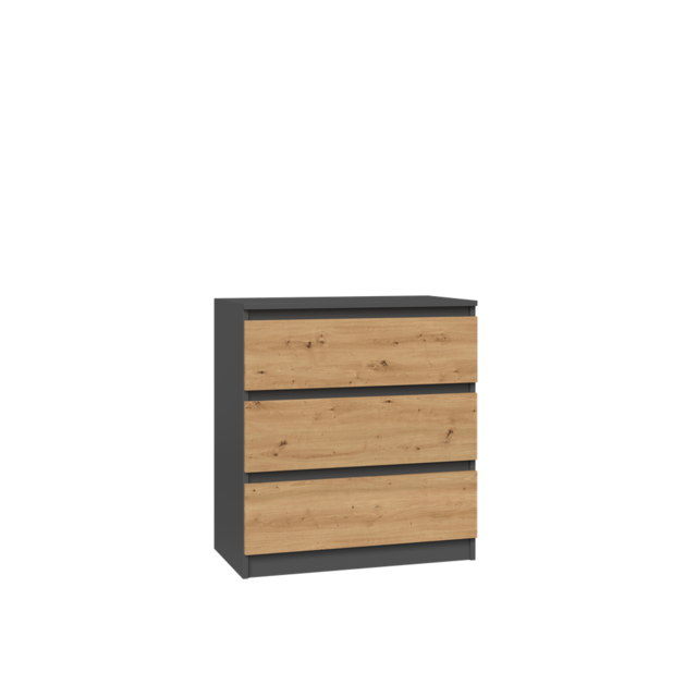 Ladekast antraciet eiken 3 lades Ladekast antraciet eiken 3 lades