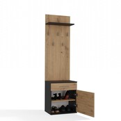 Kapstok antraciet eiken 5 haken Kapstok antraciet eiken 5 haken