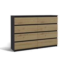 Ladekast antraciet eiken 8 lades 140 cm