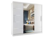 Kledingkast wit 200 cm  met spiegel en 2 lades