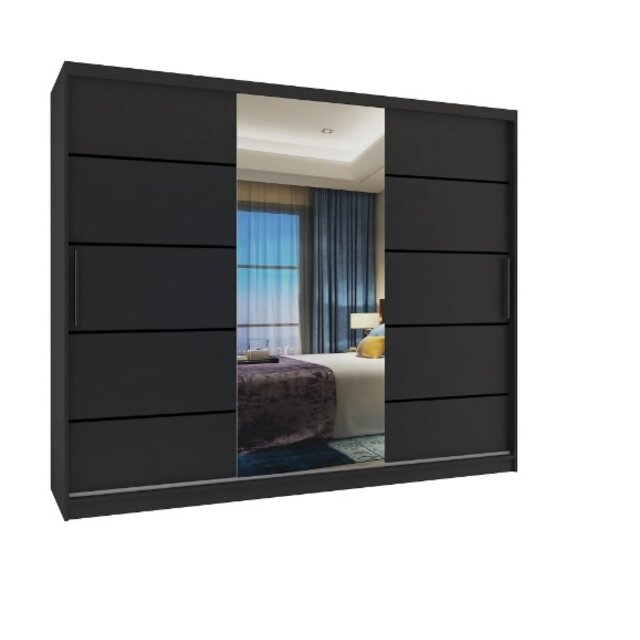 Kledingkast 235 cm  met spiegel en lades