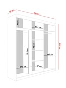 Schuifdeurkast  met spiegel  lamaro 200 cm   wit zwart