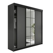 Schuifdeurkast  met spiegel  lamaro 200 cm zwart antraciet