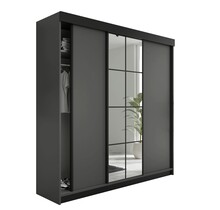 Schuifdeurkast  met spiegel  lamaro 200 cm zwart antraciet