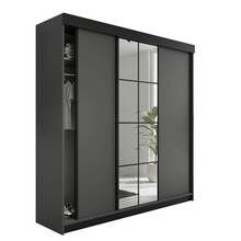 Kledingkast Lamaro  met spiegel  200 cm  zwart antraciet