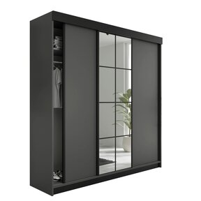 Kledingkast Lamaro  met spiegel  200 cm  zwart antraciet