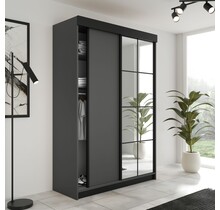 Schuifdeurkast  met spiegel  lamaro 167 cm zwart antraciet