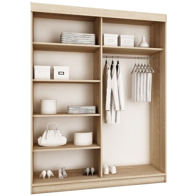 Schuifdeurkast wit zwart 150 cm