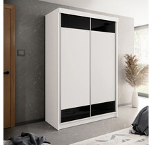 Schuifdeurkast wit zwart 150 cm