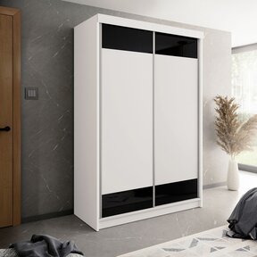 Kledingkast wit zwart 150 cm