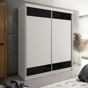 Schuifdeurkast wit zwart 200 cm