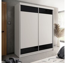 Schuifdeurkast wit zwart 200 cm
