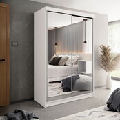 Schuifdeurkast wit met 2 spiegels 150 cm breed