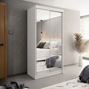 Kledingkast  wit met 2  spiegels  100 cm