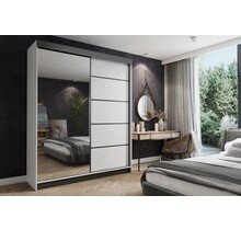 Kledingkast Amo Wit Zwart met spiegel 150 cm