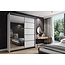 Maxy-shop Kledingkast Amo Wit Zwart met spiegel 150 cm