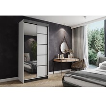 Kledingkast Amo Wit Zwart met spiegel 100 cm