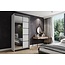 Maxy-shop Kledingkast Amo Wit Zwart met spiegel 100 cm