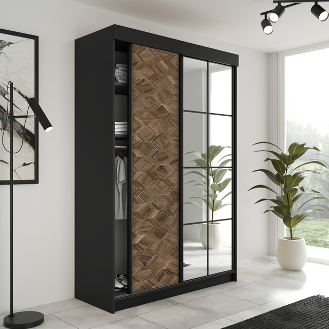 Kledingkast Vena  Zwart  Art deco 138 cm