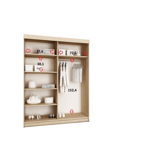 Kledingkast amo zwart donker eiken 150 cm