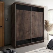 Schuifdeurkast  donker eiken zwart  200 cm