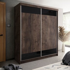 Kledingkast eiken zwart 200 cm