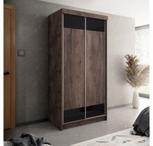 Schuifdeurkast  donker eiken zwart 100 cm