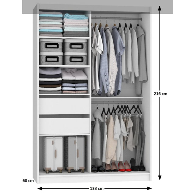 Schuifdeurkast zwart eiken met Spiegel 133 cm Schuifdeurkast zwart eiken met Spiegel 133 cm