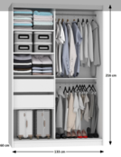 Schuifdeurkast  zwart wit met Spiegel 133 cm