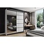 Maxy-shop Kledingkast Amo Wit Zwart met spiegel 200 cm