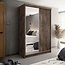 Maxy-shop Schuifdeurkast donker eiken met spiegel 150 cm