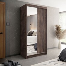 Kledingkast donker   eiken met spiegel 100 cm