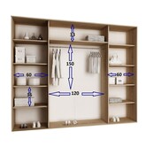 Schuifdeurkast zwart donker eiken 250 cm