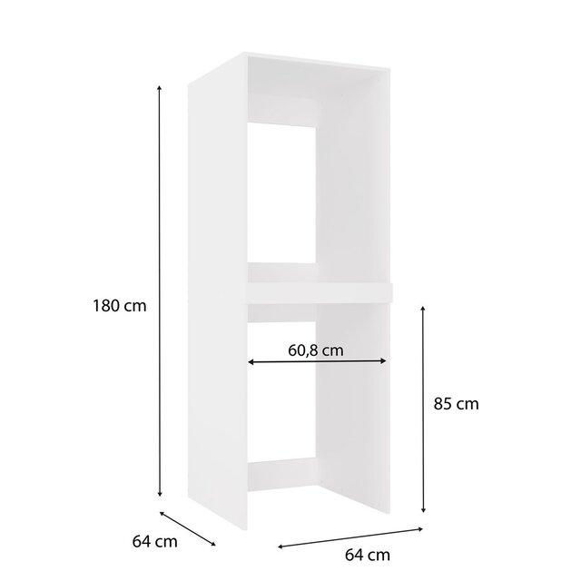 Wasmachine/wasdroger kast om de droger boven de wasmachine te plaatsen