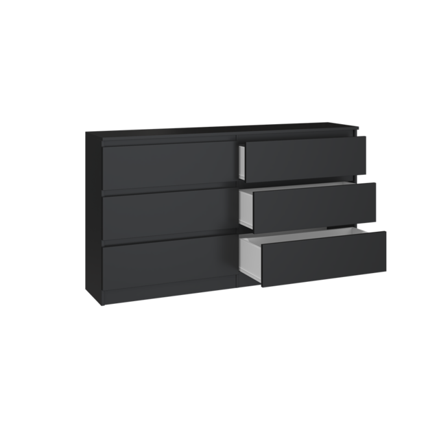 Ladekast  140 cm 6 lades zwart