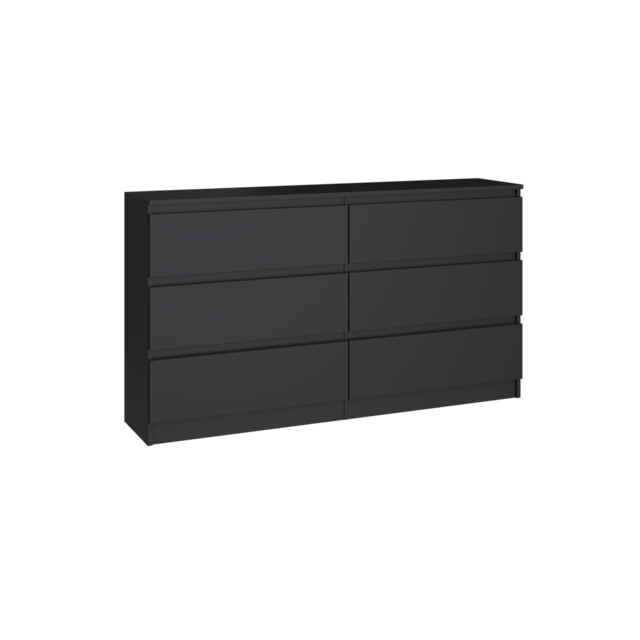 Ladekast  140 cm 6 lades zwart