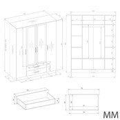 Kledingkast paris  creme 160x52x200