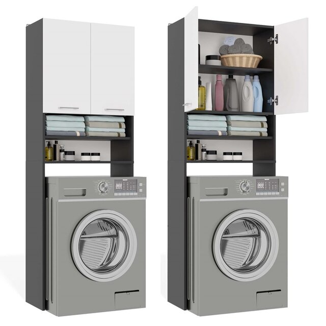 Wasmachine ombouw kast antraciet wit DK