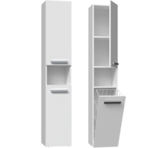 Badkamermeubel-Badkasamerkast-Opbergkast Met Wasmand-kolomkt met wasmand nel 3