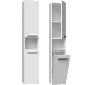 kolomkast nel 3 met wasmand wit