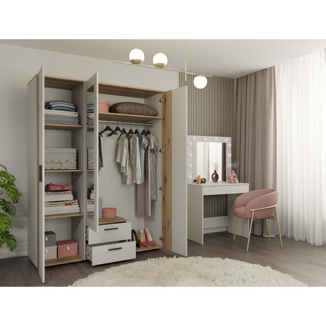 Kledingkast creme 150x55x200 2 lades