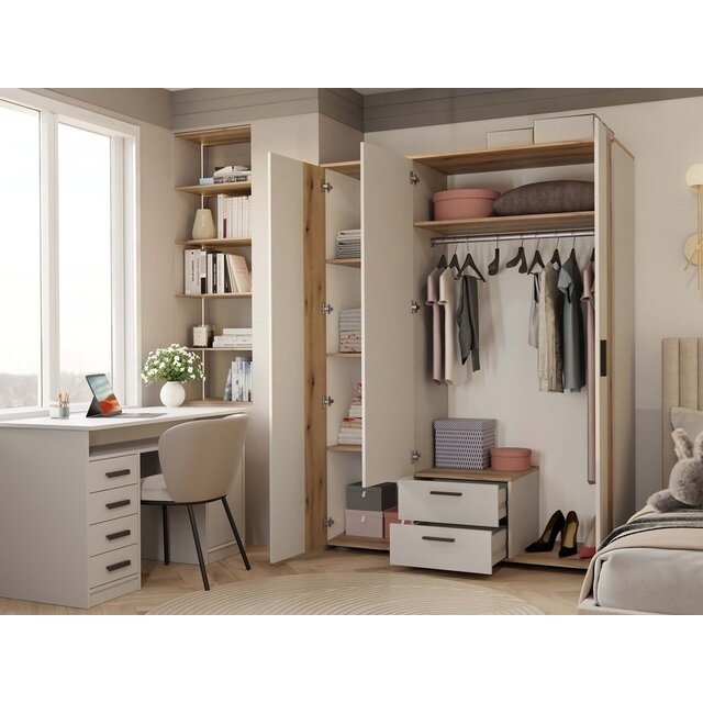 Kledingkast creme 150x55x200 2 lades