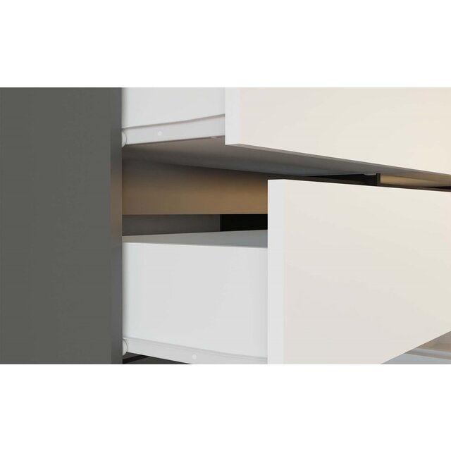 kledingkast  antraciet wit 90 cm