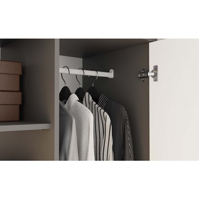 kledingkast  antraciet wit 90 cm