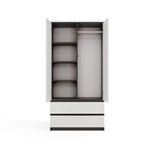 kledingkast  antraciet wit 90 cm